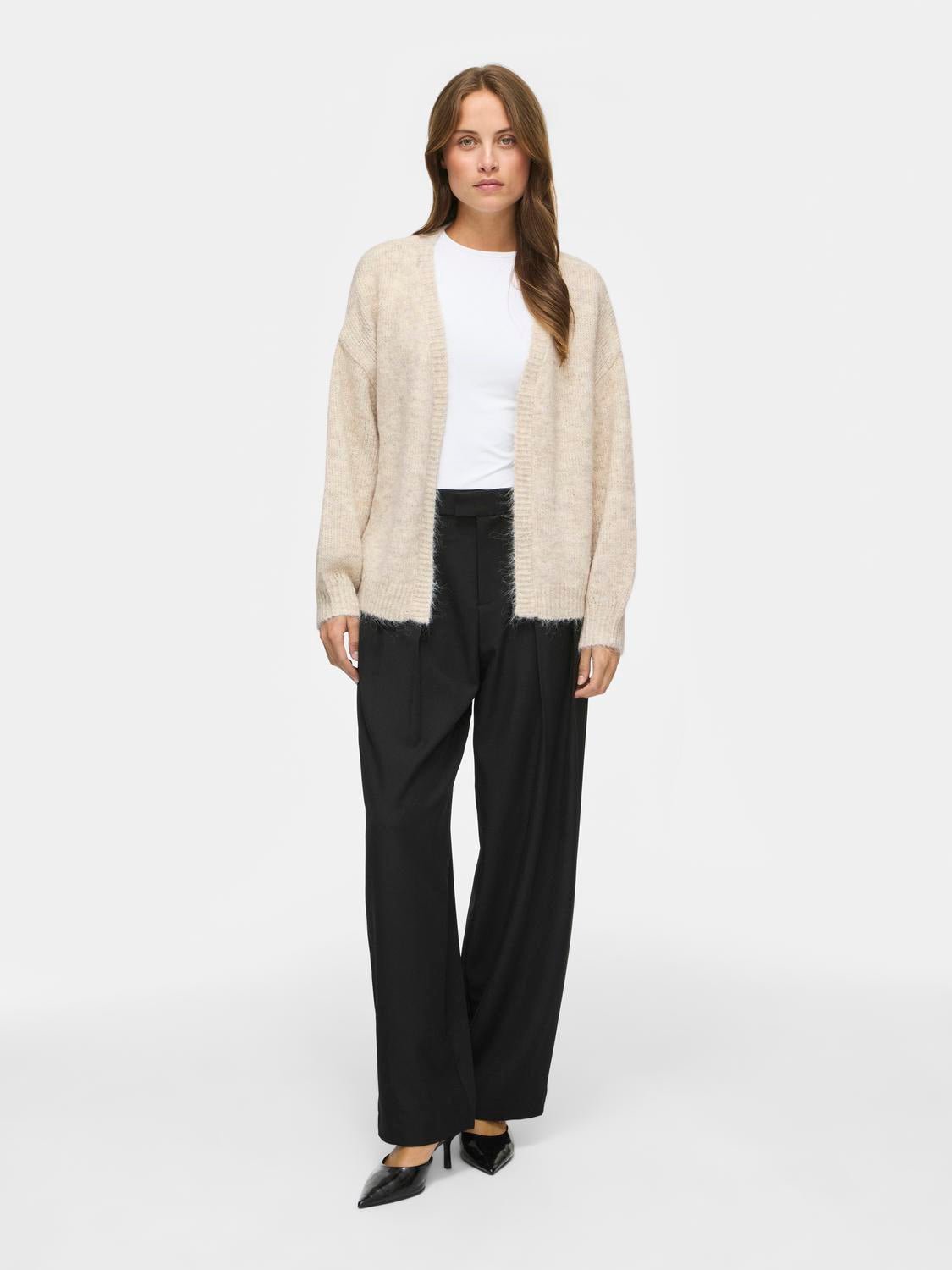 VILAMPE Knitted Cardigan - Super Light Natural Melan - VERO MODA & VILA Bergvik